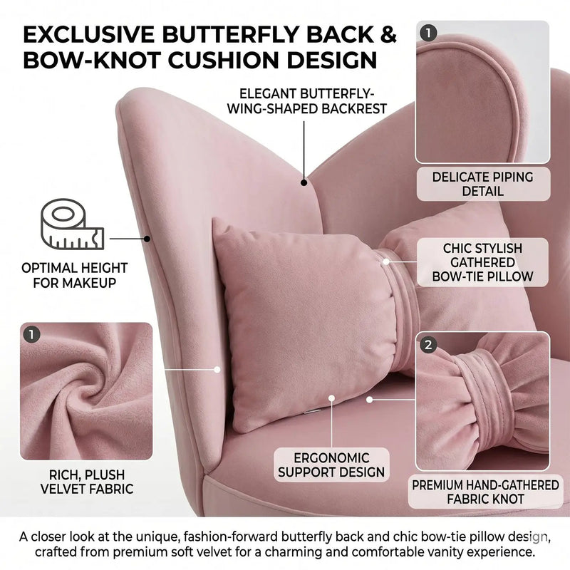 Vanity Chair with Butterfly Back by HouseOfZazla