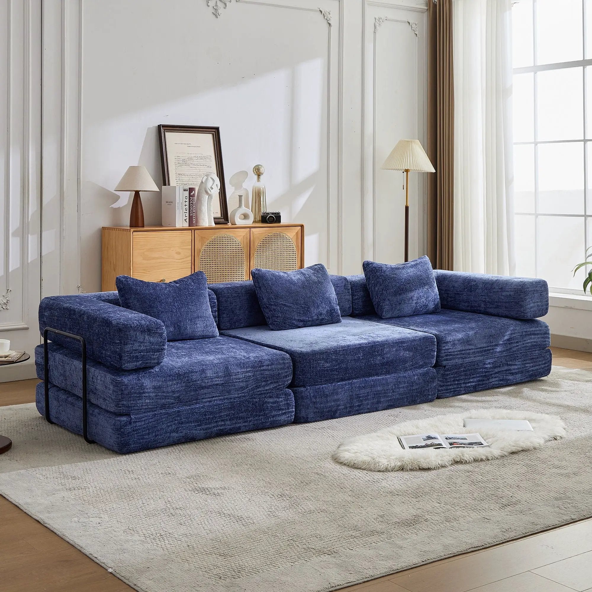 Convertible Floor Sofa Bed, Boneless Modular Sectional Sofa For Living Room by Unique Piece Furniture