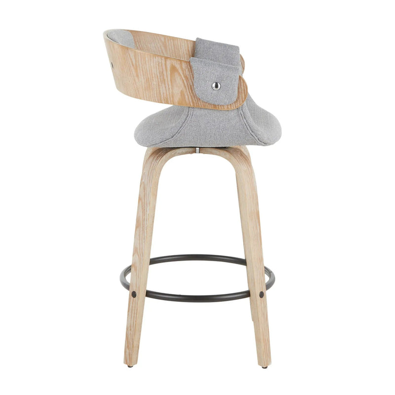 Elisa - Farmhouse Counter Stool (Set of 2) - White Washed / Gray by HouseOfZazla