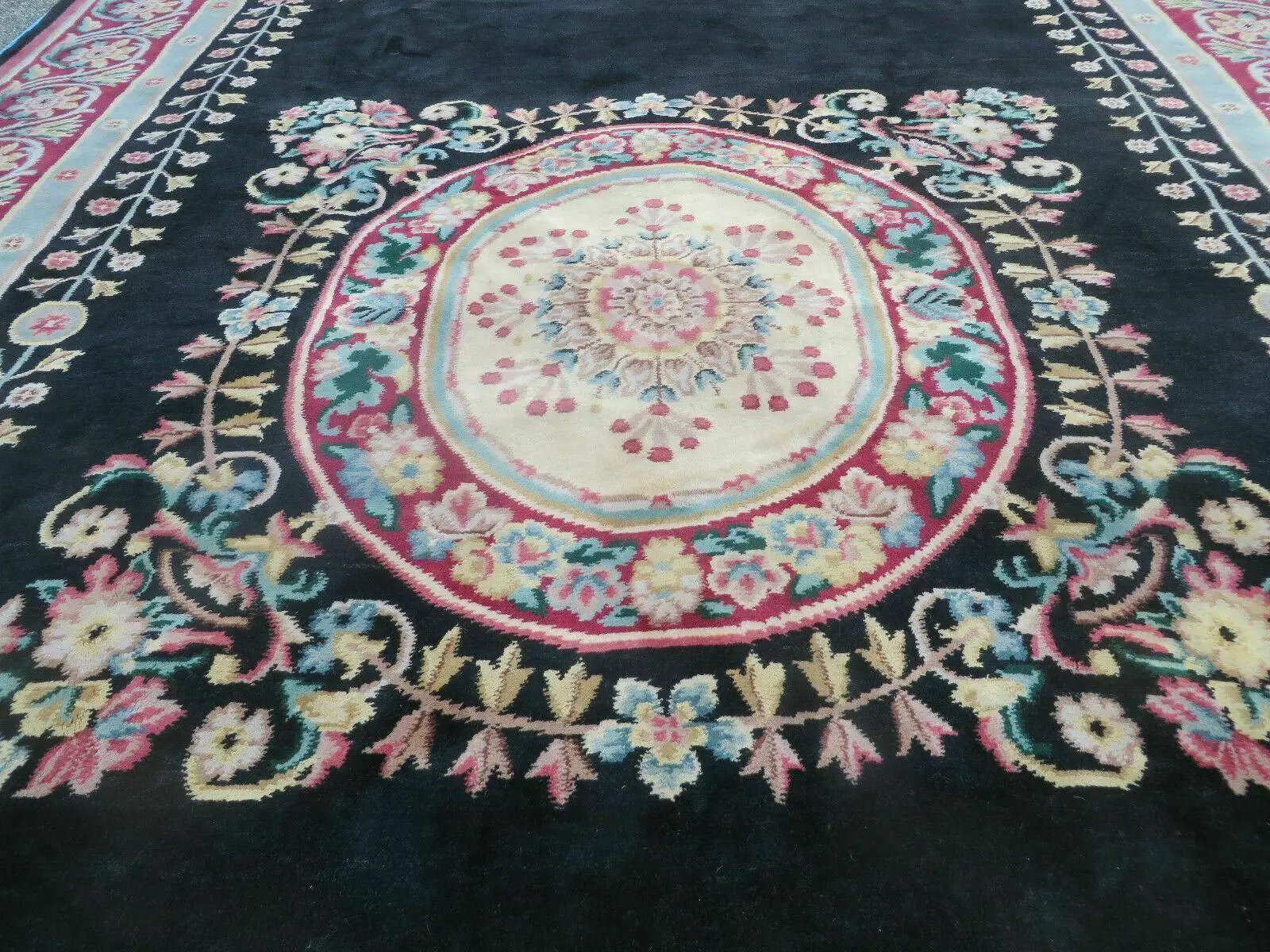 9' X 12' Decorative Chinese Aubusson Hand Knotted Pile Wool Rug Black Nice by Jewel Rugs