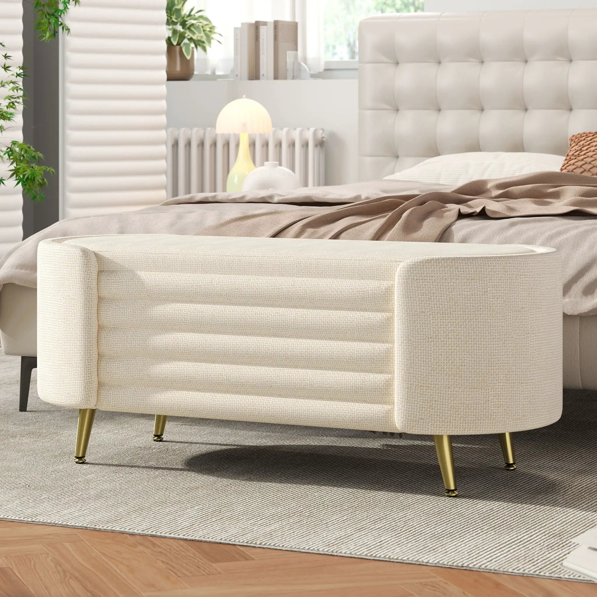Modern Oval Storage Ottoman With Upholstery by HouseOfZazla