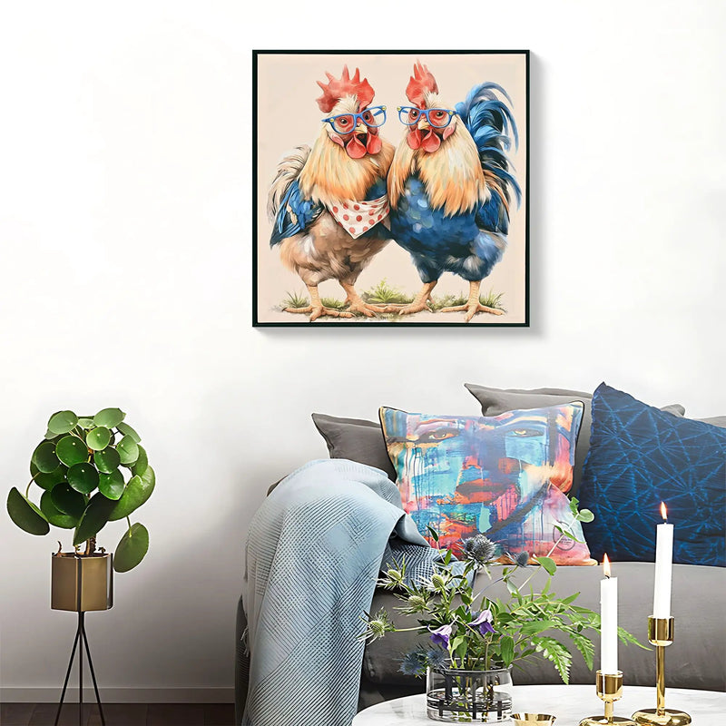 Rooster, Chicken Pictures Wall Decor For Home Decor - Yellow / Red by Unique Piece Furniture