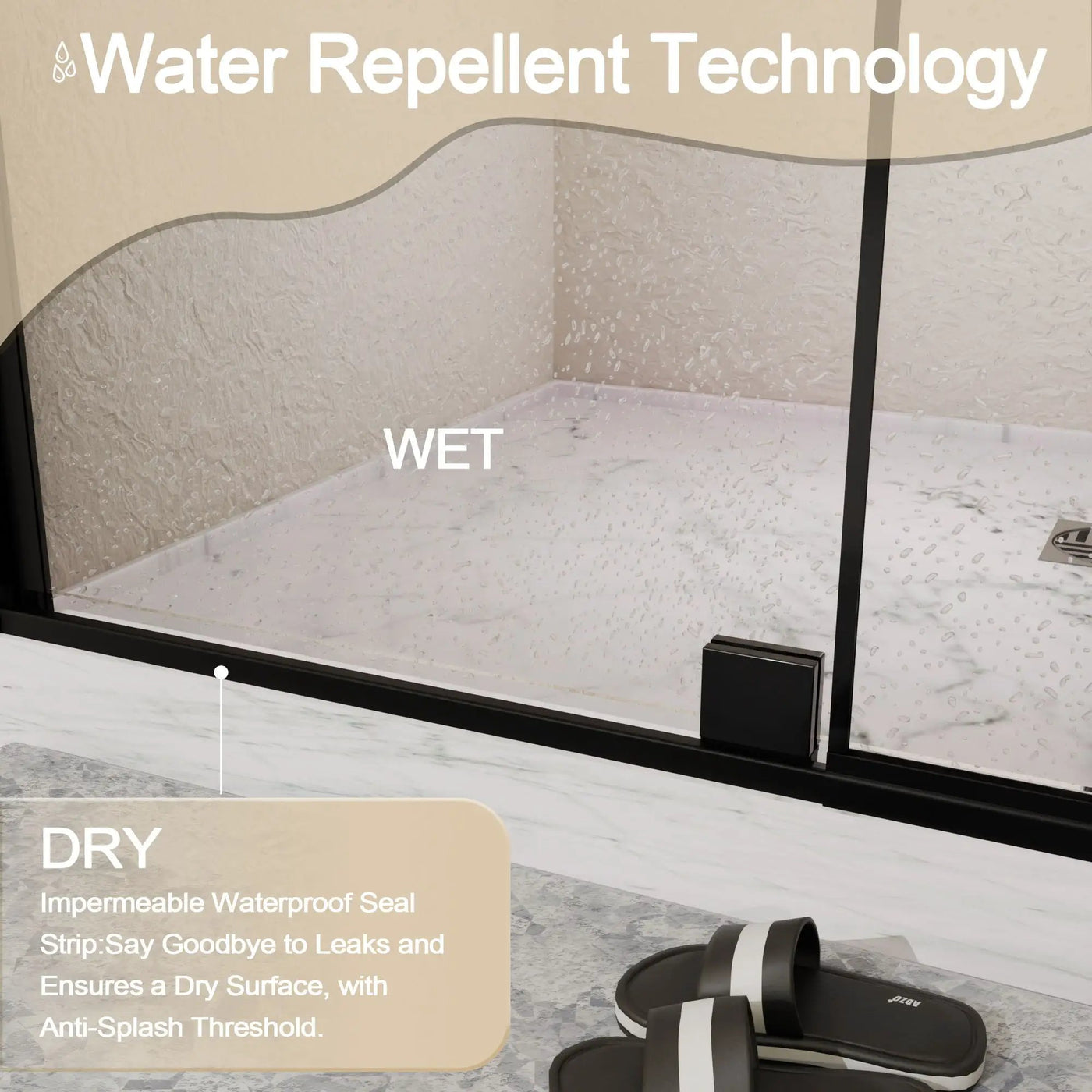 Semi Frameless Pivot Hinged Shower Door, Reversible Design by HouseOfZazla