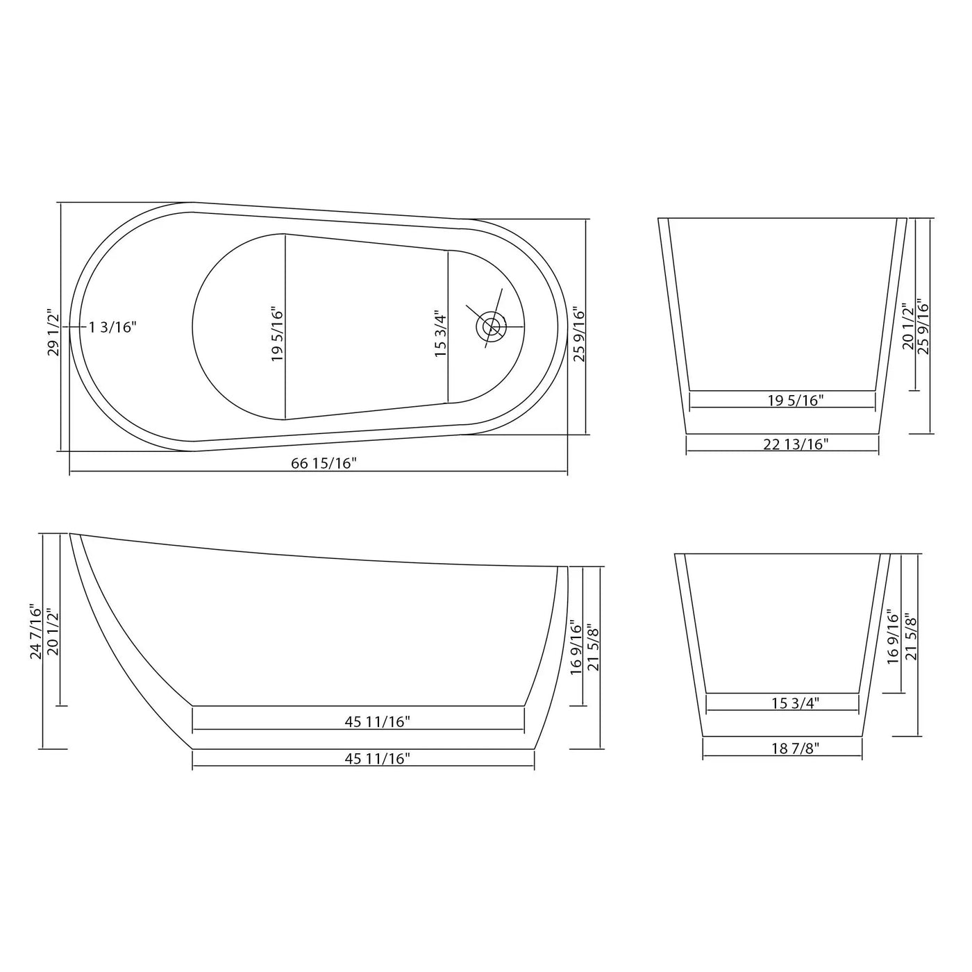 Contemporary Glossy Freestanding Bathtub With Overflow And Drain by HouseOfZazla