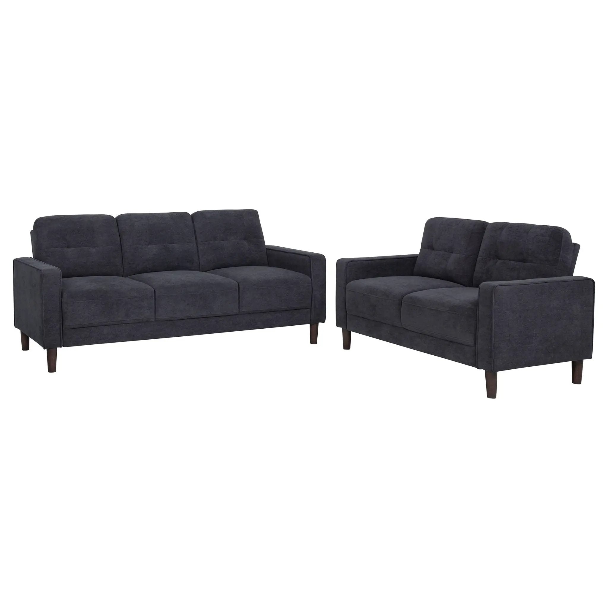 Bowen II 2-piece Upholstered Track Arm Sofa Set Steel Grey by Unique Piece Furniture