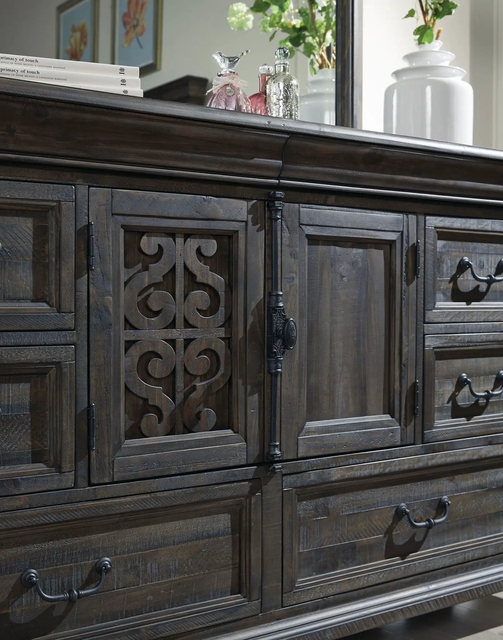 Bellamy - Drawer Dresser With Shaped Mirror - Peppercorn by Unique Piece Furniture