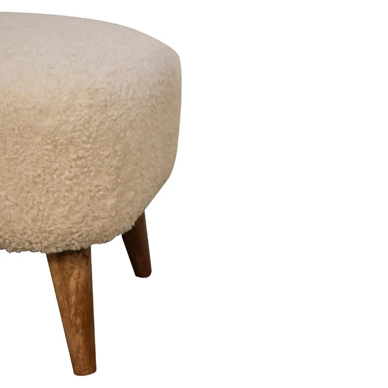 Solid Wood Boucle Upholstered Square Footstool by HouseOfZazla
