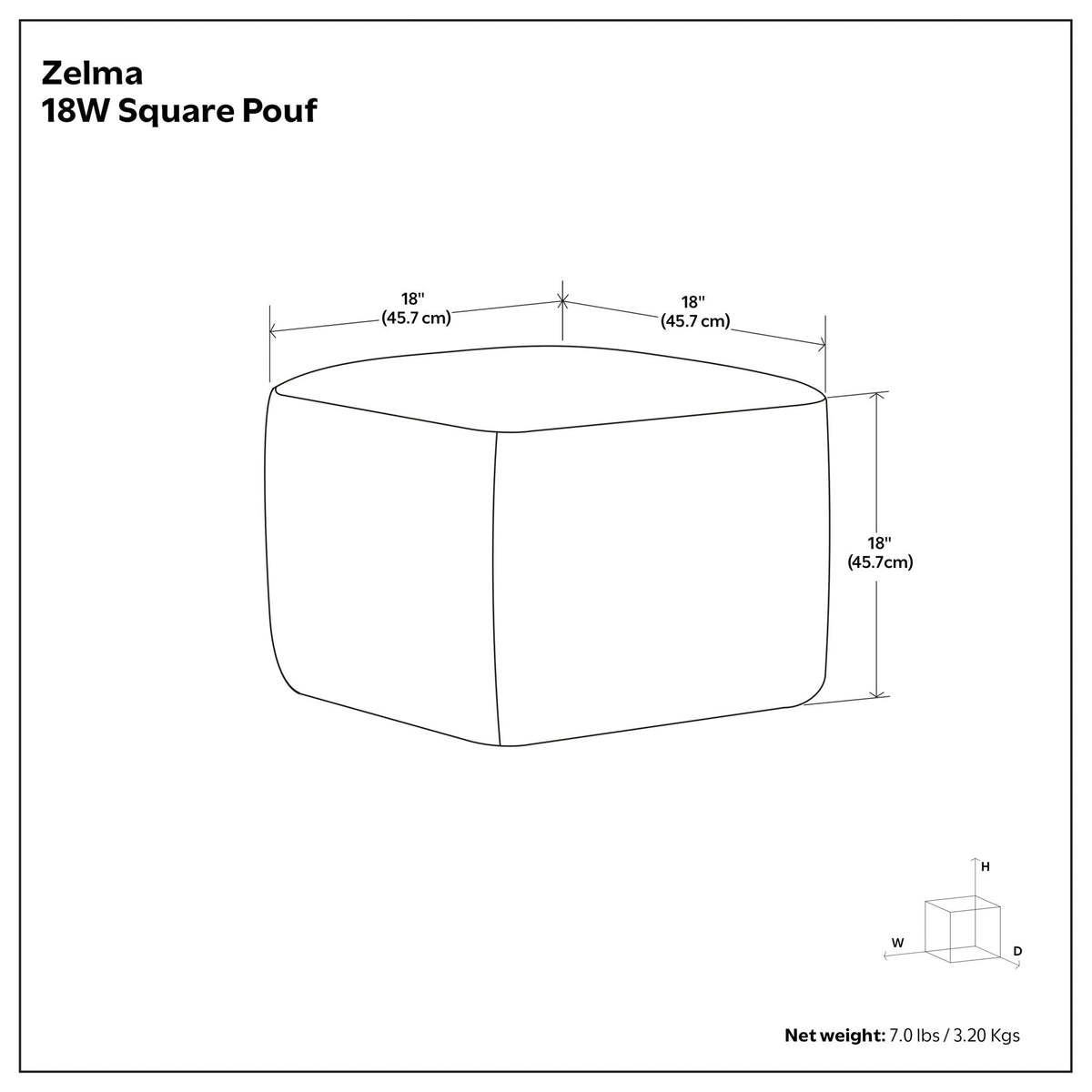 Square Woven Outdoor/Indoor Accent Pouf with Recycled PET - Cream/Natural, photo 7 of 7