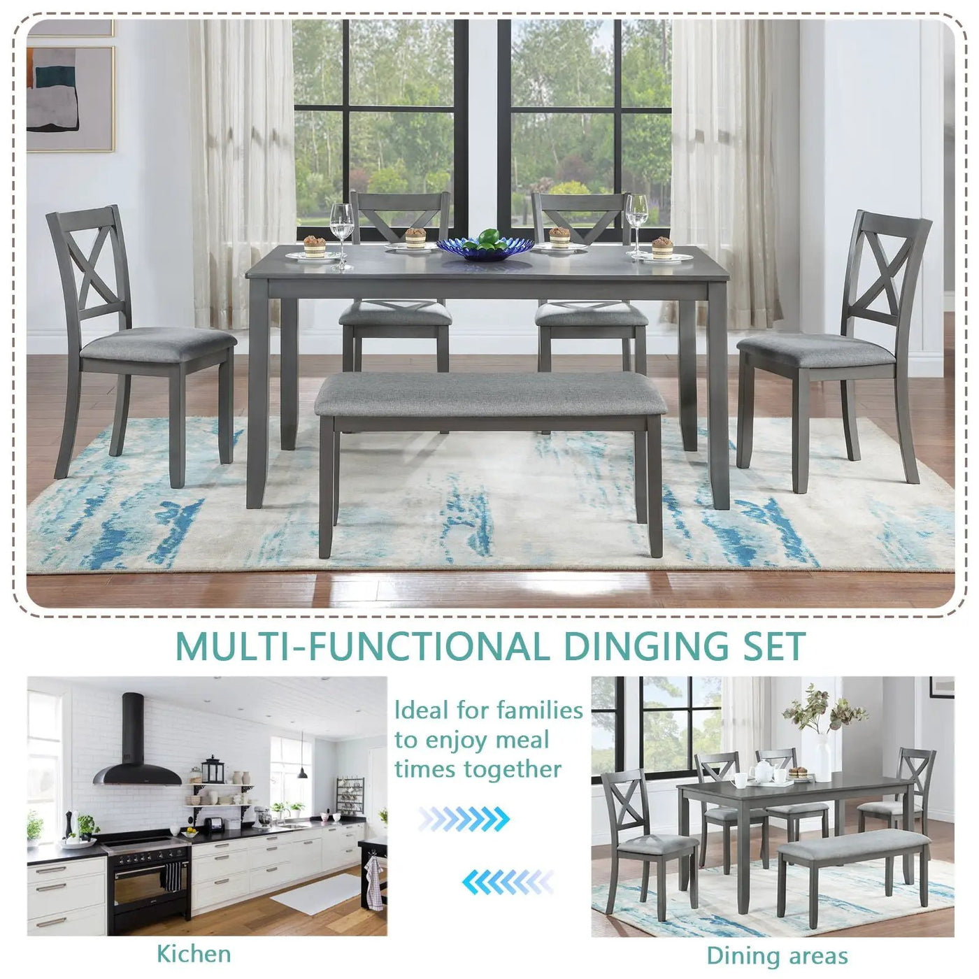 Kitchen Dining Set, Rectangular Dining Table by Unique Piece Furniture