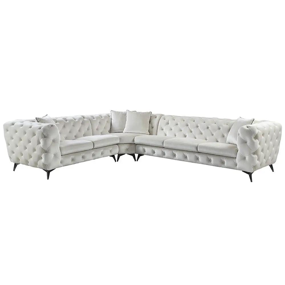 Atronia - Sectional Sofa With 4 Pillows - Beige Fabric by Unique Piece Furniture