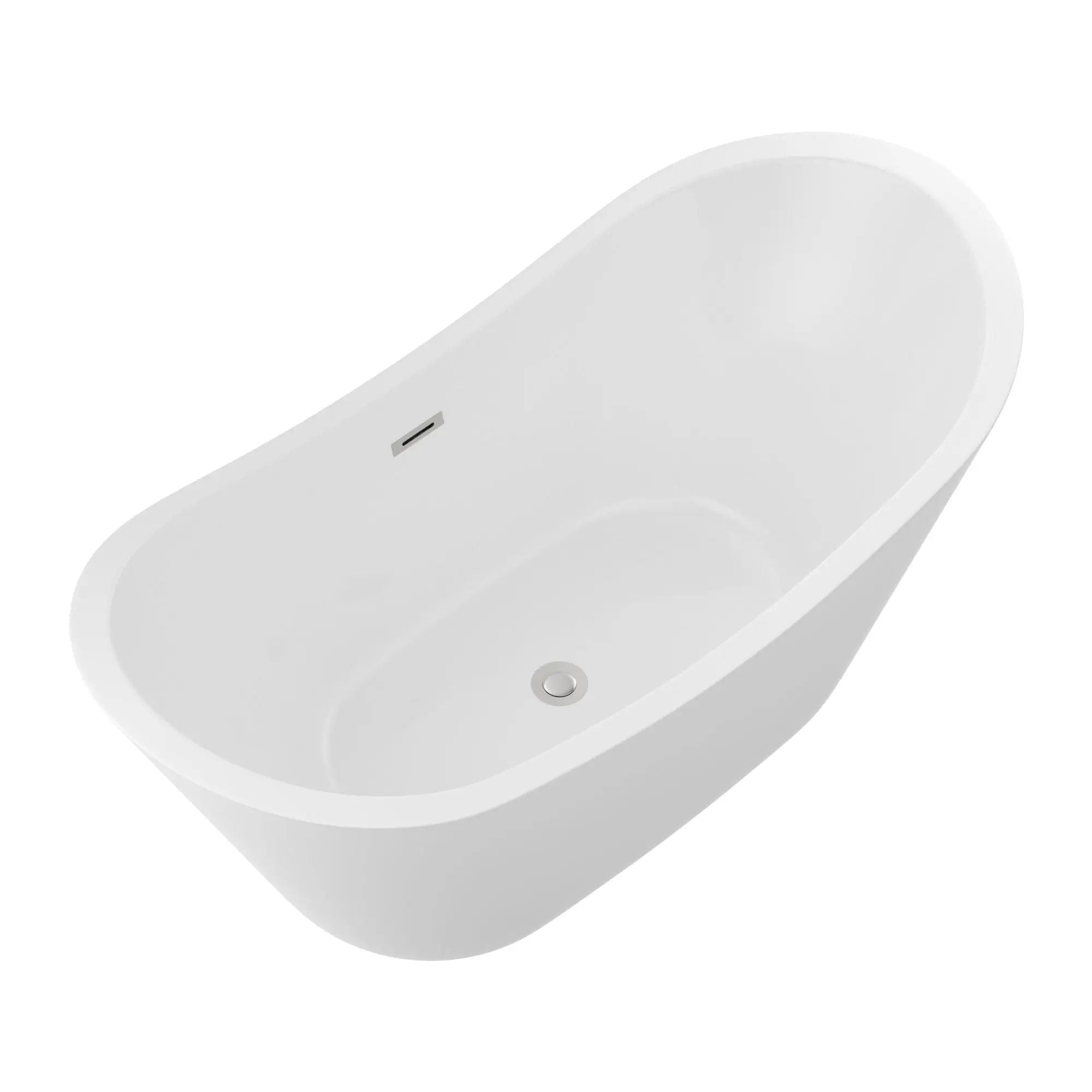 Glossy Freestanding Bathtub, Double Slipper Design, Deep Soaking Comfort by HouseOfZazla