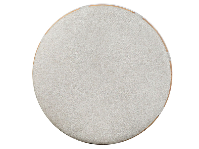 Lindon - Round Cocktail Table With Gray Upholstered Top & Casters - Belgian Wheat by Unique Piece Furniture