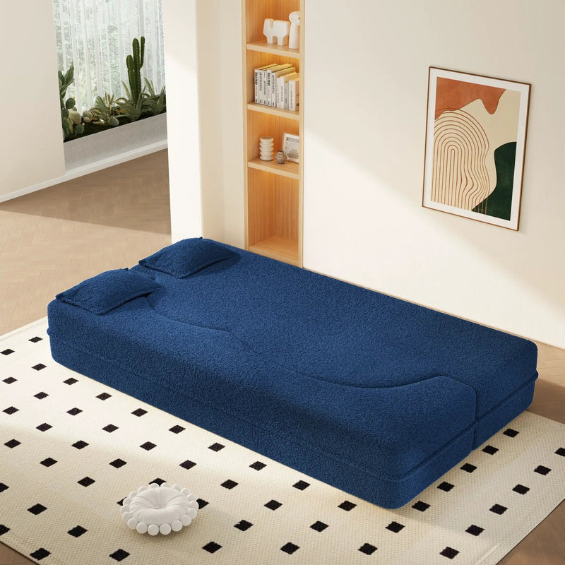 Modern Floor Sleeper Sofa Bed With 2 Pillows, Convertible Twin Size Folding Mattress For Living Room by HouseOfZazla