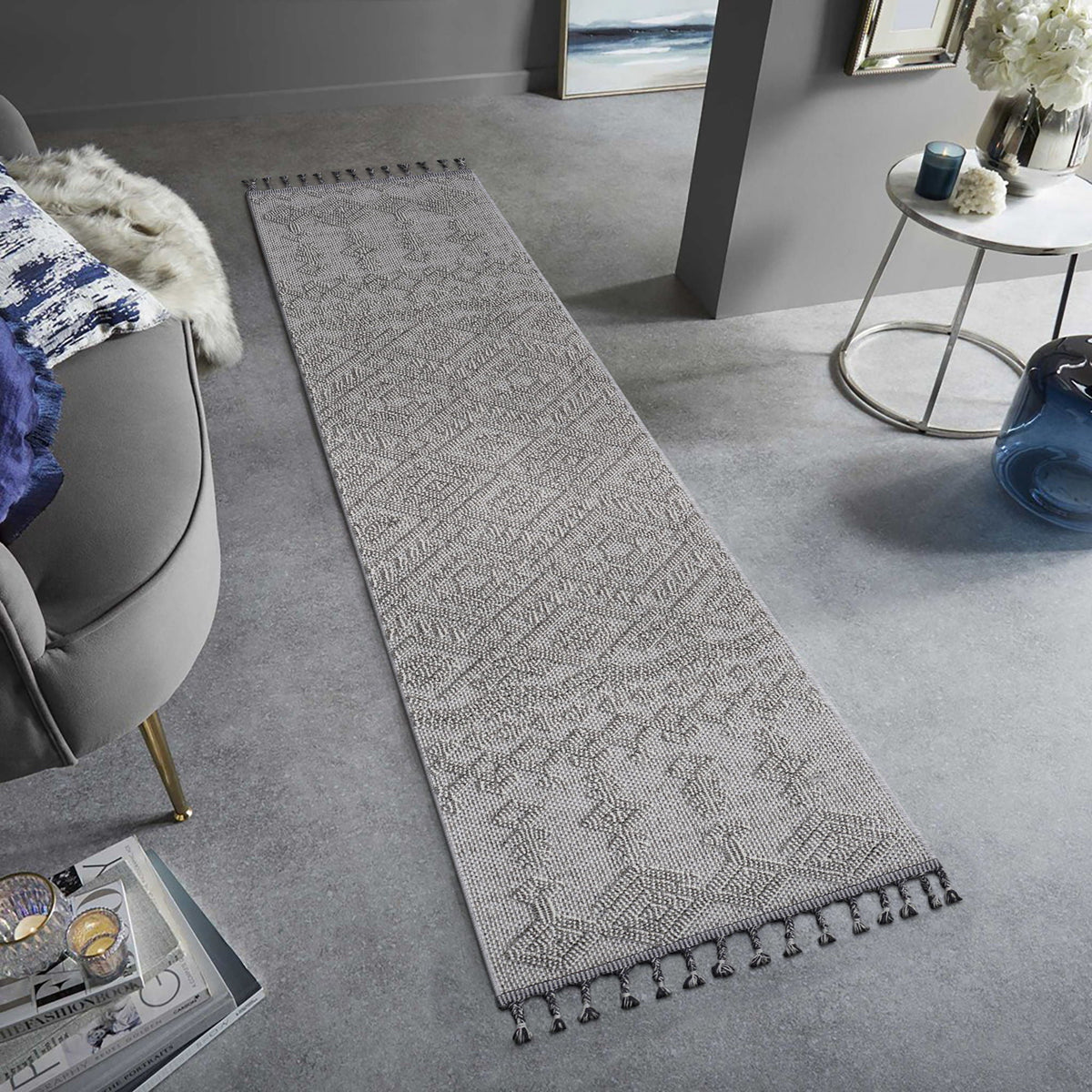 Traditional Indoor/Outdoor Area Rug with Stain Resistance - Light Brown, Dark Gray, Gray, photo 21 of 23