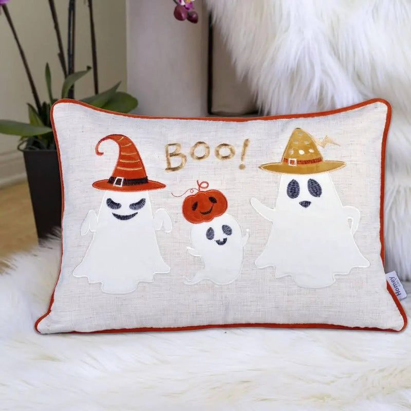 Whimsical Ghost Lumbar Pillow by HouseOfZazla