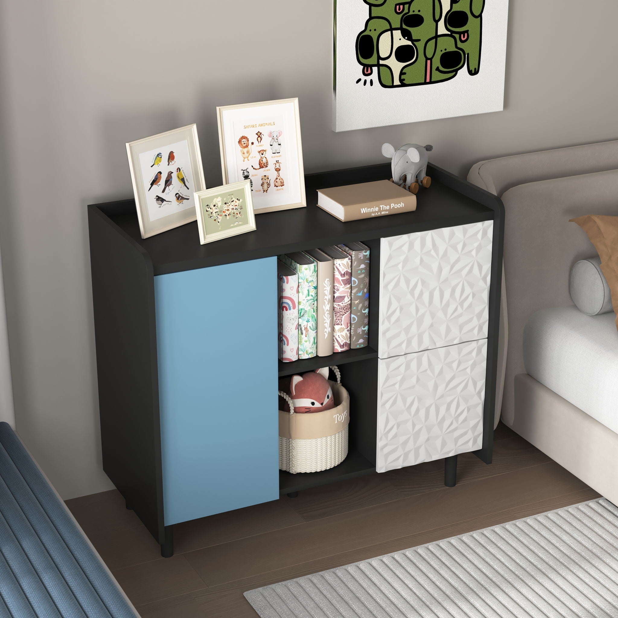 Modern Sideboard Buffet Cabinet With Doors And Unique Panel Styling by HouseOfZazla