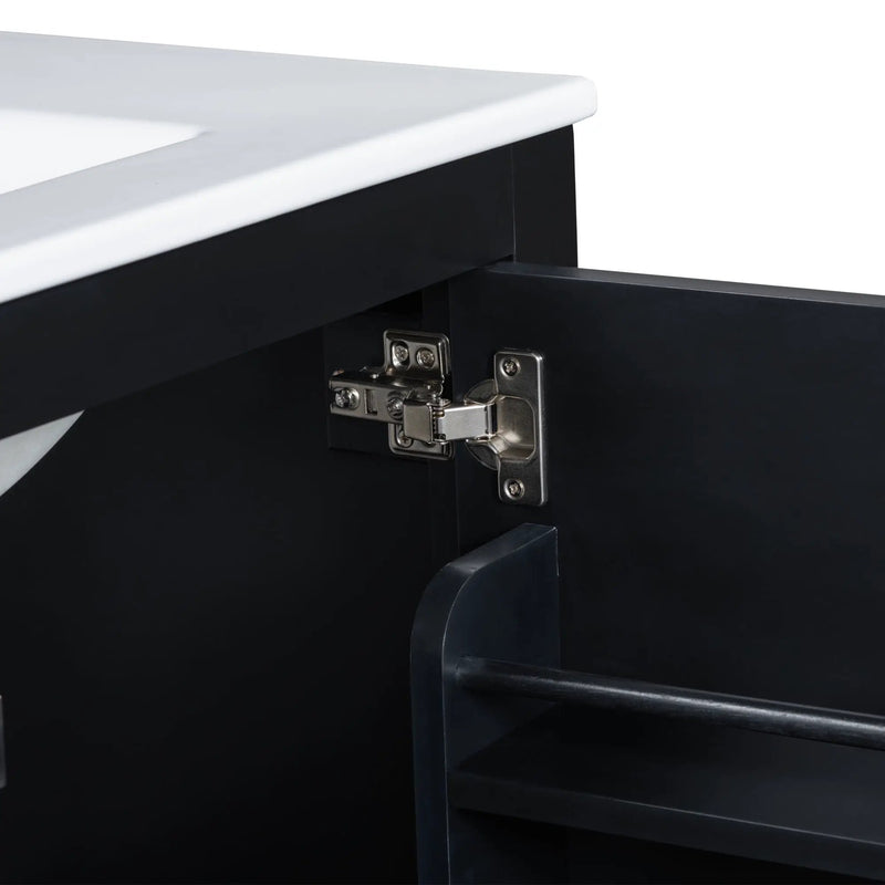 Bathroom Vanity With Single Sink, Combo Cabinet Undermount Sink, Bathroom Storage Cabinet With Two Doors And A Drawer, Soft Closing, Multifunctional Storage, Solid Wood Frame by HouseOfZazla