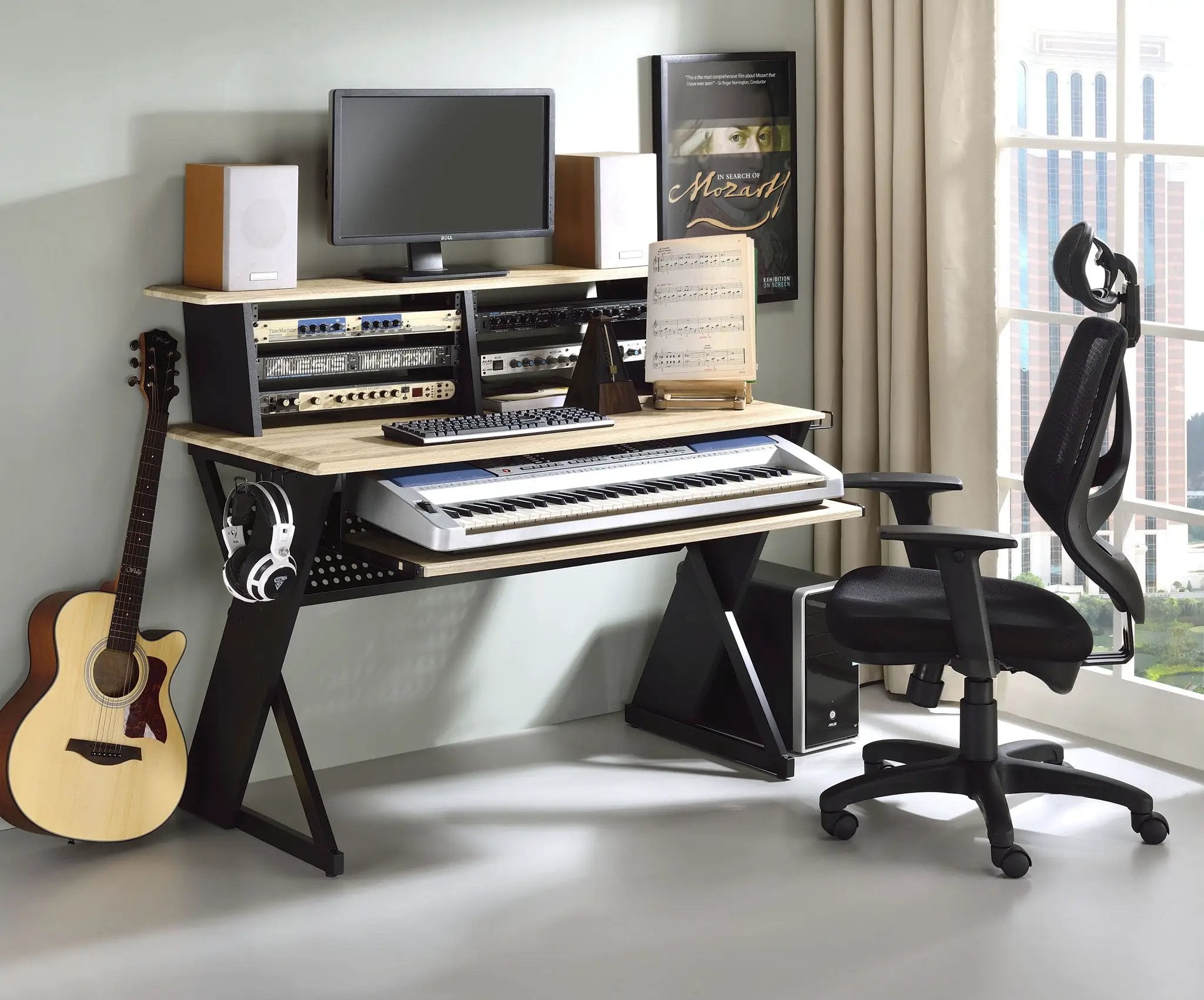 Eleazar - Music Recording Studio Desk - Natural Oak by Unique Piece Furniture
