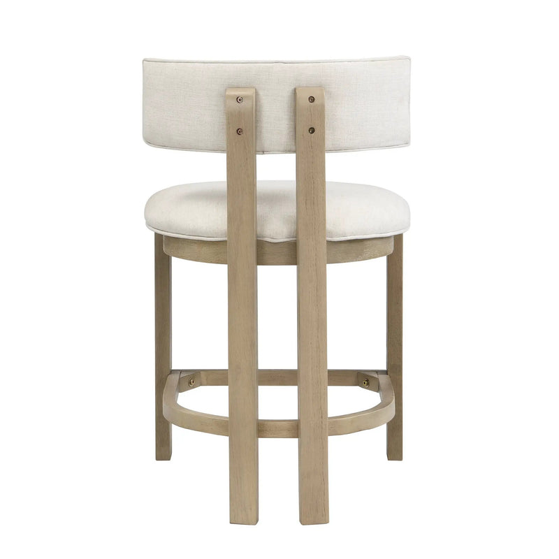 26" Counter Height Bar Stool, Upholstered Counter Stools (Set of 2) - Light Ash + Beige by HouseOfZazla