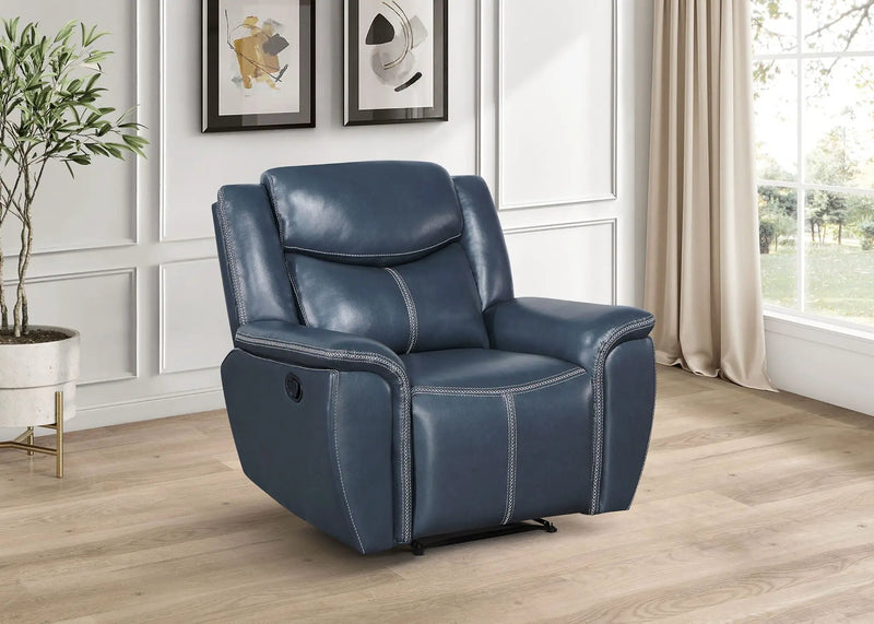 Sloane Upholstered Padded Arm Recliner Chair Blue by Unique Piece Furniture