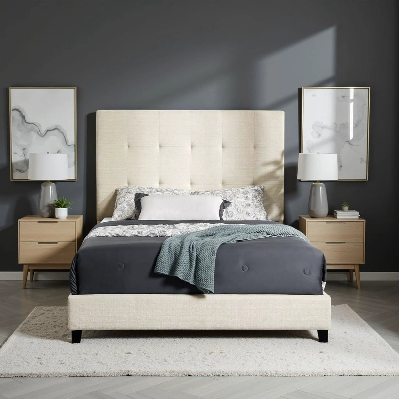 Tufted Upholstered Headboard Platform Bed by HouseOfZazla
