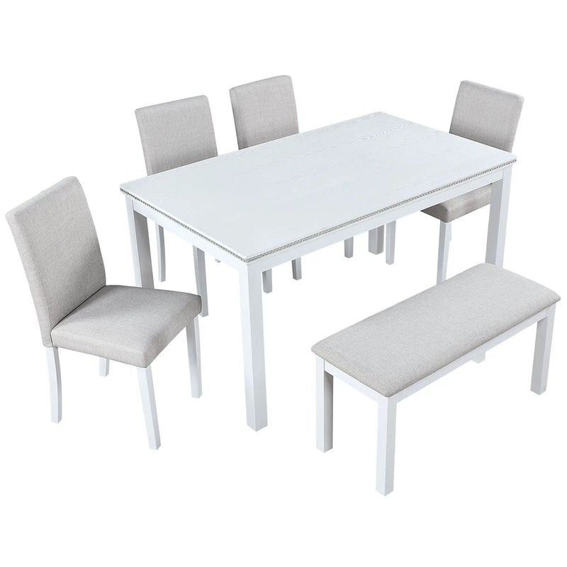 Dining Table Set With Crystal Decoration And Upholstered Chairs by Unique Piece Furniture