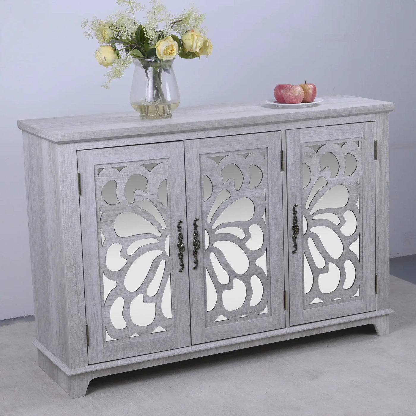 3 Door Mirrored Sideboard Cabinet With Adjustable Shelves by HouseOfZazla