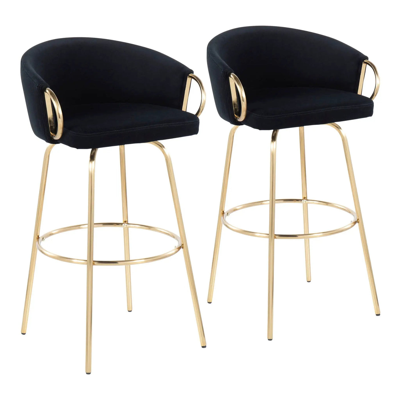 Claire - Contemporary / Glam Fixed Height Bar Stool (Set of 2) Round Footrest (Set of 2) by HouseOfZazla