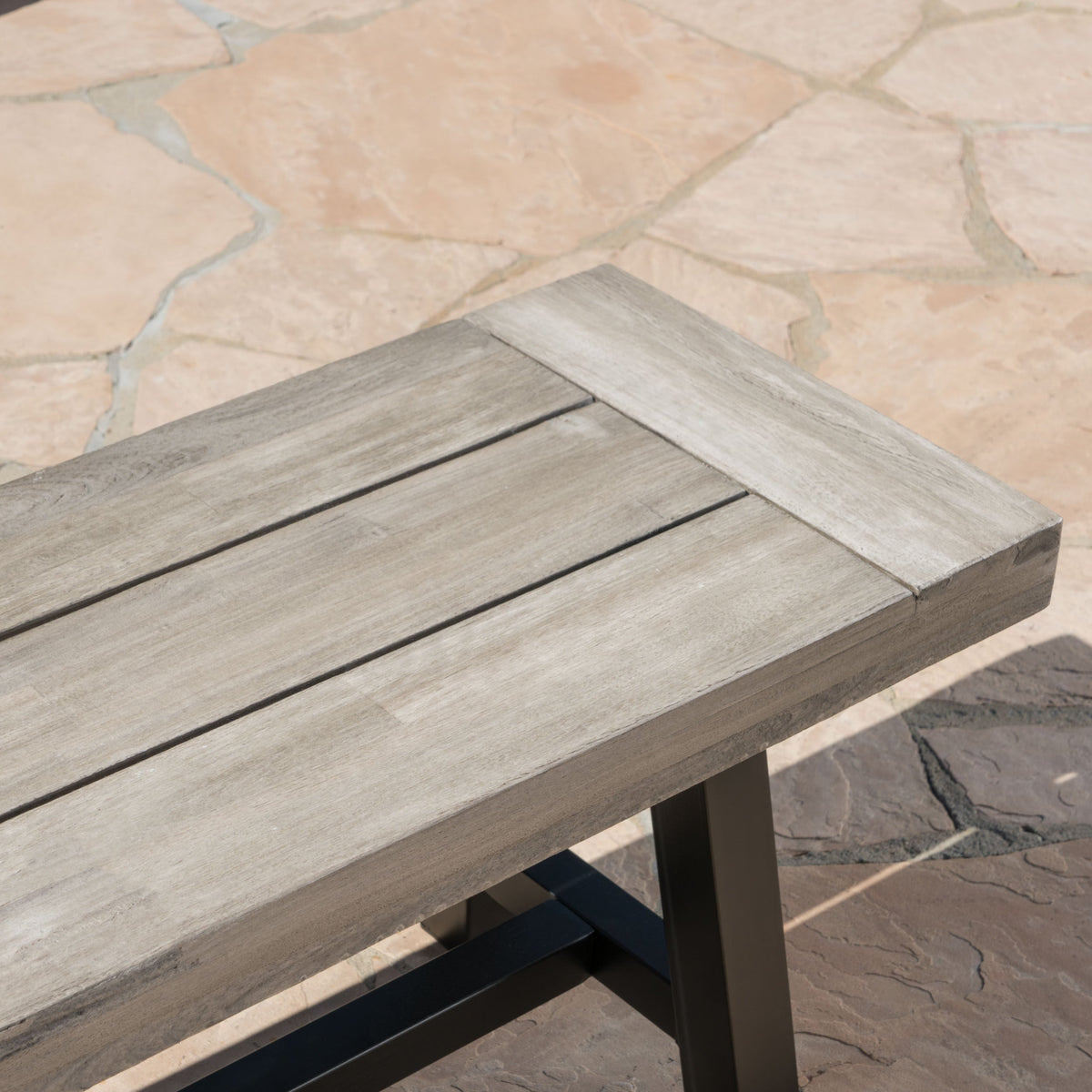 Acacia Wood Outdoor Dining Bench, photo 5 of 10
