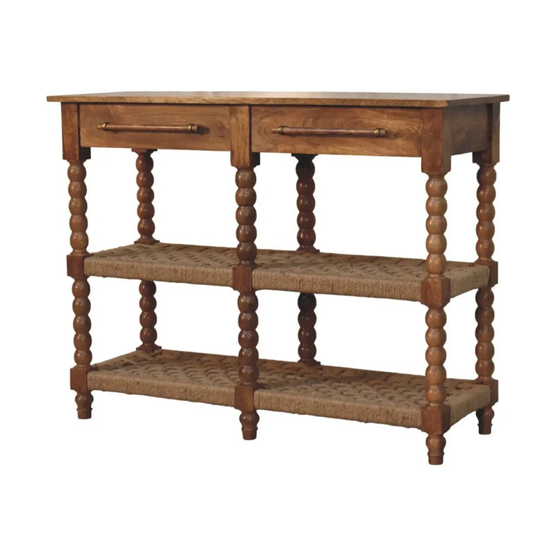 Solid Wood Spindle Woven Console by HouseOfZazla