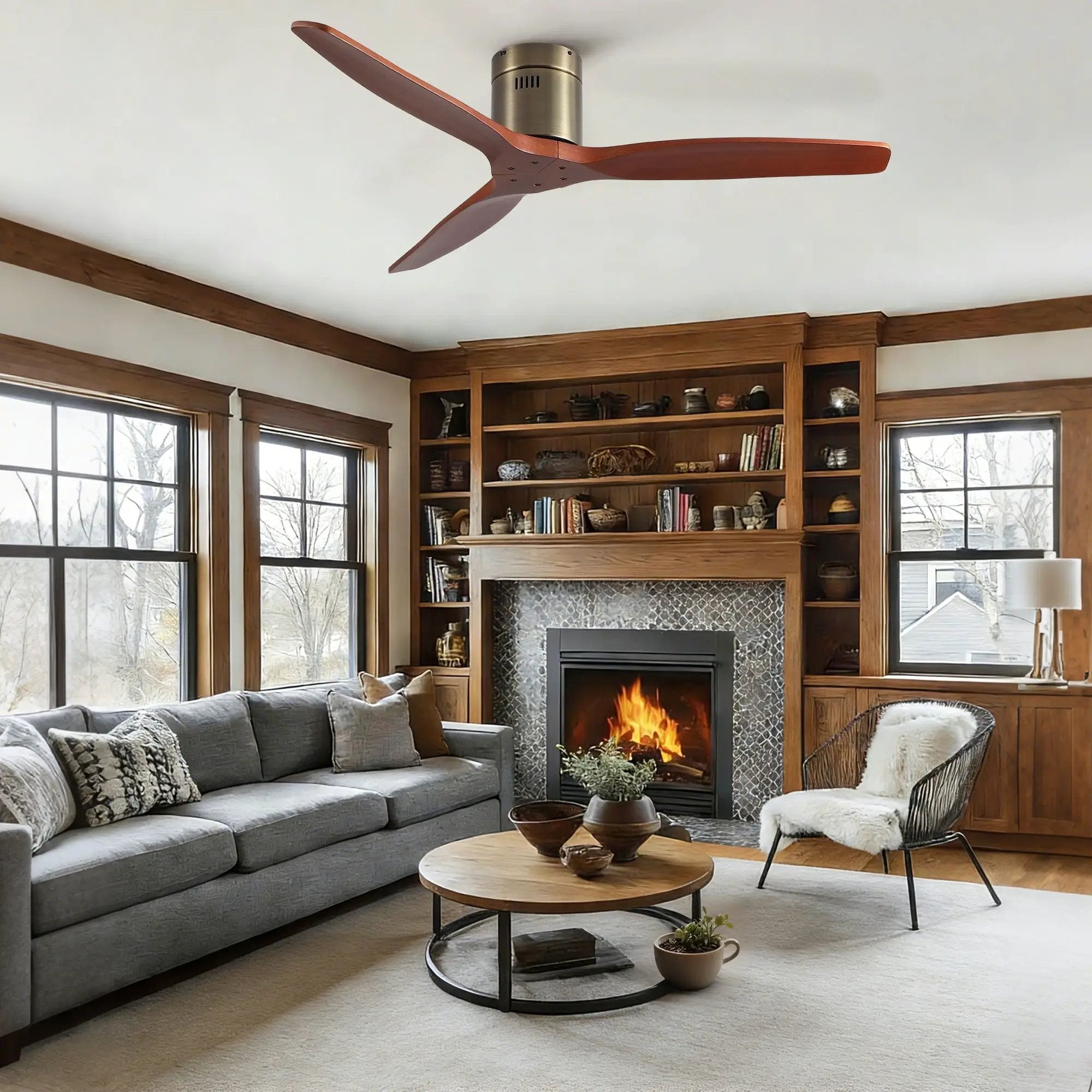 Low Profile Flush Mount Ceiling Fan Without Light by Unique Piece Furniture