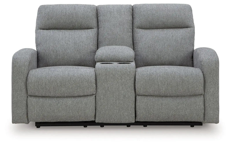 Gauntlet - Double Recline Loveseat With Console - Sterling by Unique Piece Furniture