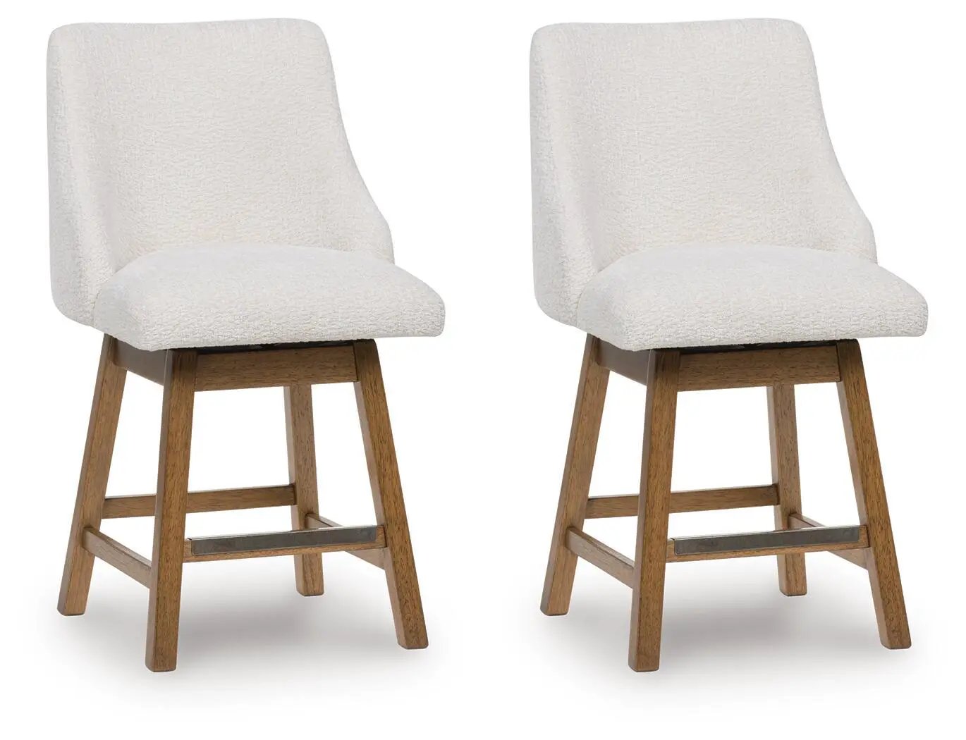Cabalynn - Upholstered Swivel Barstool (Set of 2) - Oatmeal / Light Brown by Unique Piece Furniture