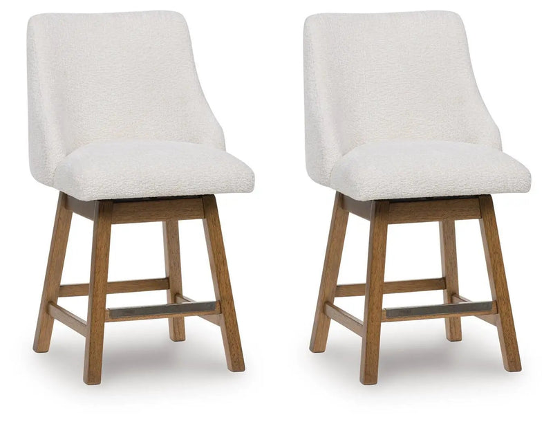 Cabalynn - Upholstered Swivel Barstool (Set of 2) - Oatmeal / Light Brown by Unique Piece Furniture