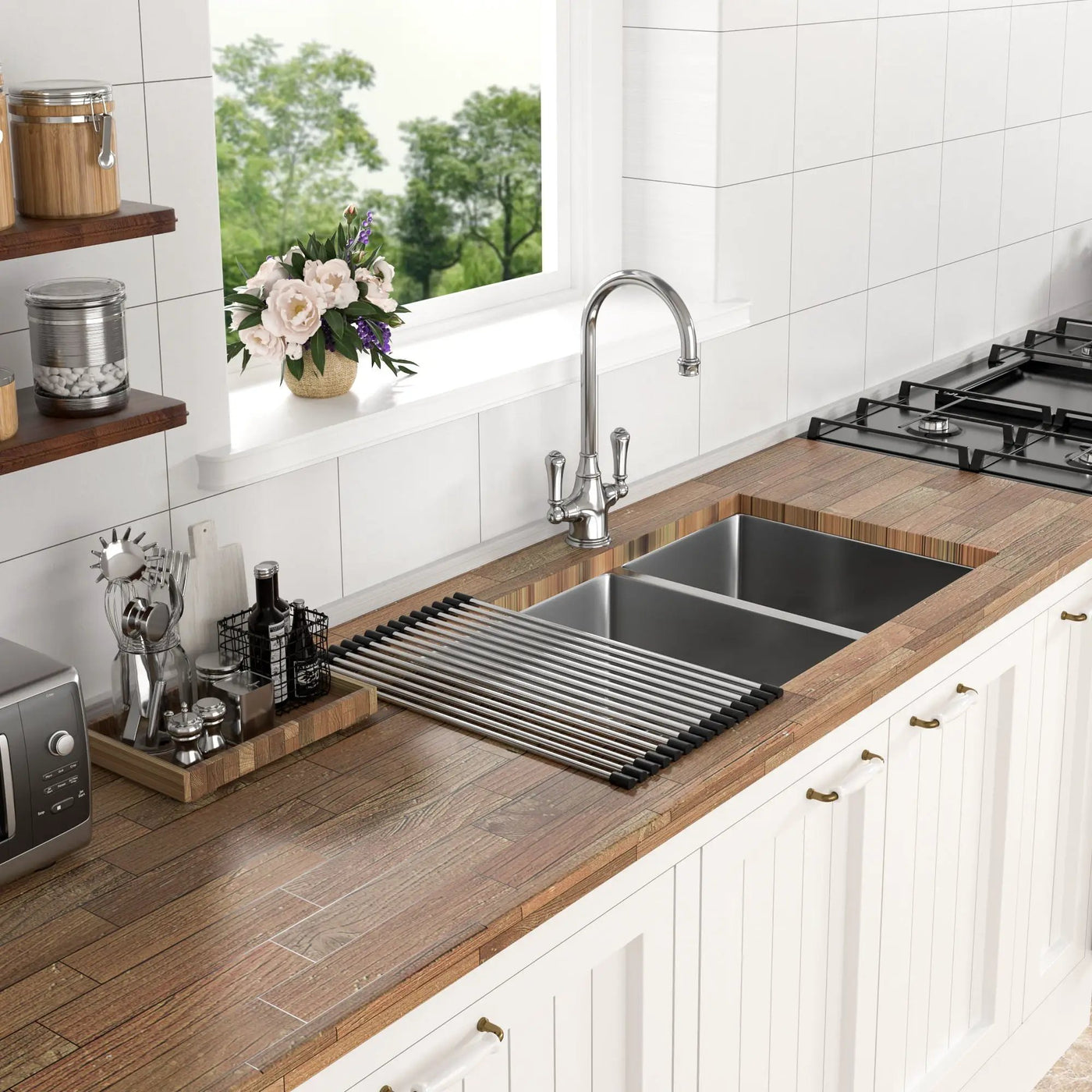 Modern Double Bowl Undermount Sink Design With 10" Deep Basins by HouseOfZazla