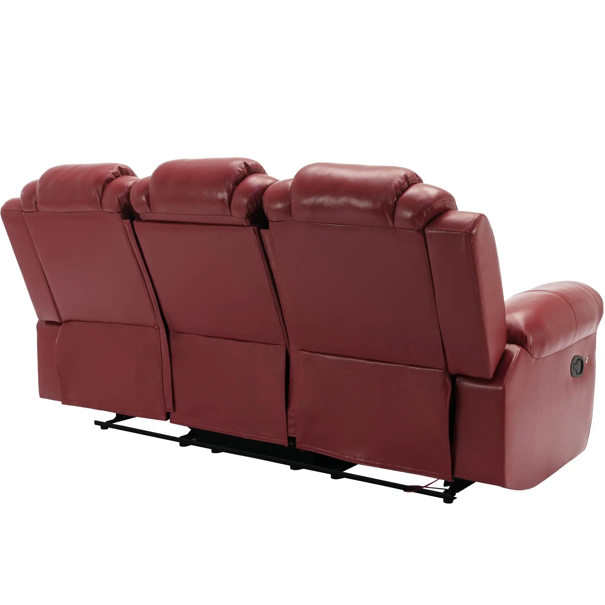 3 Pieces Recliner Sofa Sets Home Theater Seating Manual Recliner Chair With Center Console And LED Light Strip For Living Room by HouseOfZazla