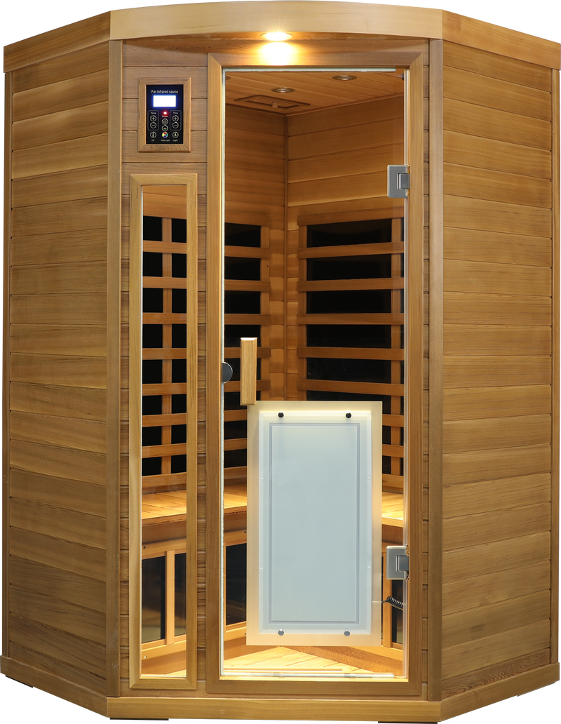 Low EMF Two person Far-infrared Red cedar Deluxe indoor pentagonal sauna room by HouseOfZazla