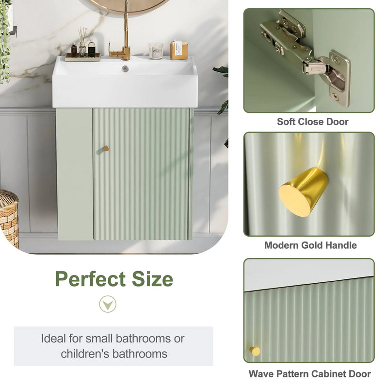 21.6 Inch Modern Floating Bathroom Vanity with Ceramic Basin by HouseOfZazla