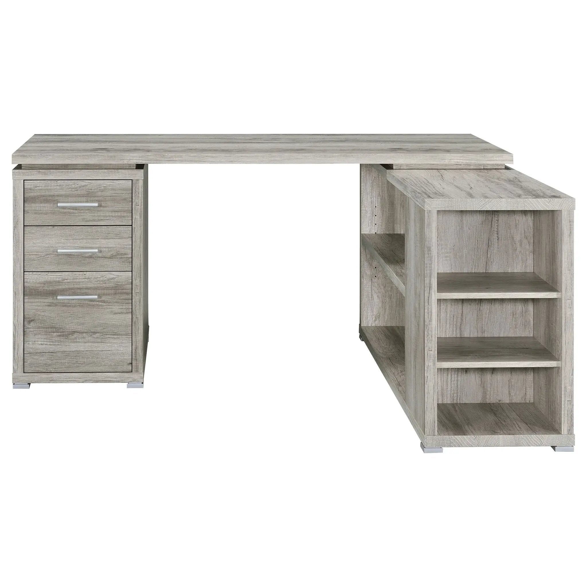 Yvette 60-inch 3-drawer L-Shape Computer Desk Grey Driftwood by Unique Piece Furniture