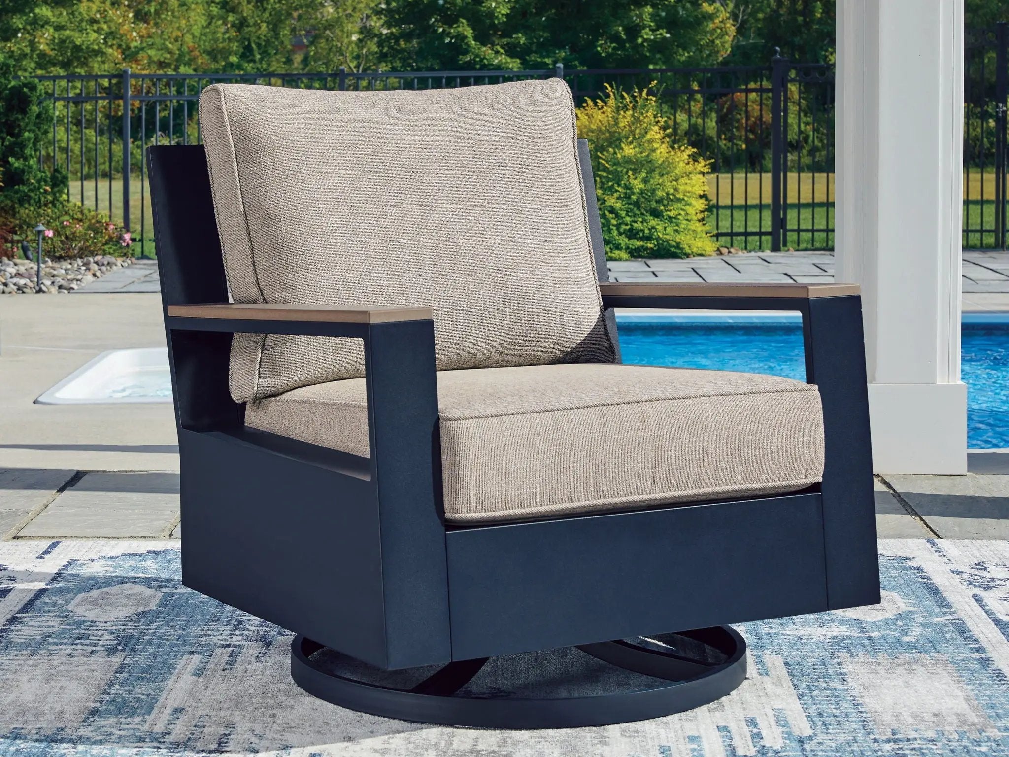 East Beach - Swivel Glider Chair With Cushion - Blue by Unique Piece Furniture