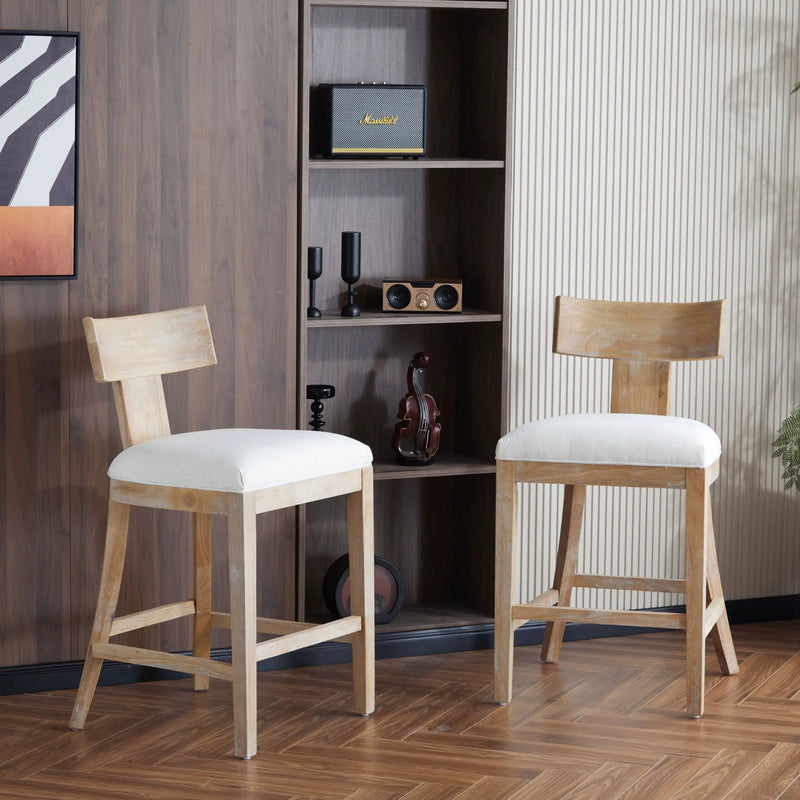 Upholstered Counter Height Bar Stools with Solid Rubber Wood Frame (Set of 2) by HouseOfZazla