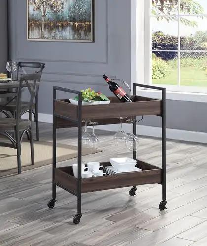 Jerrick - Serving Cart - Walnut & Black by Unique Piece Furniture