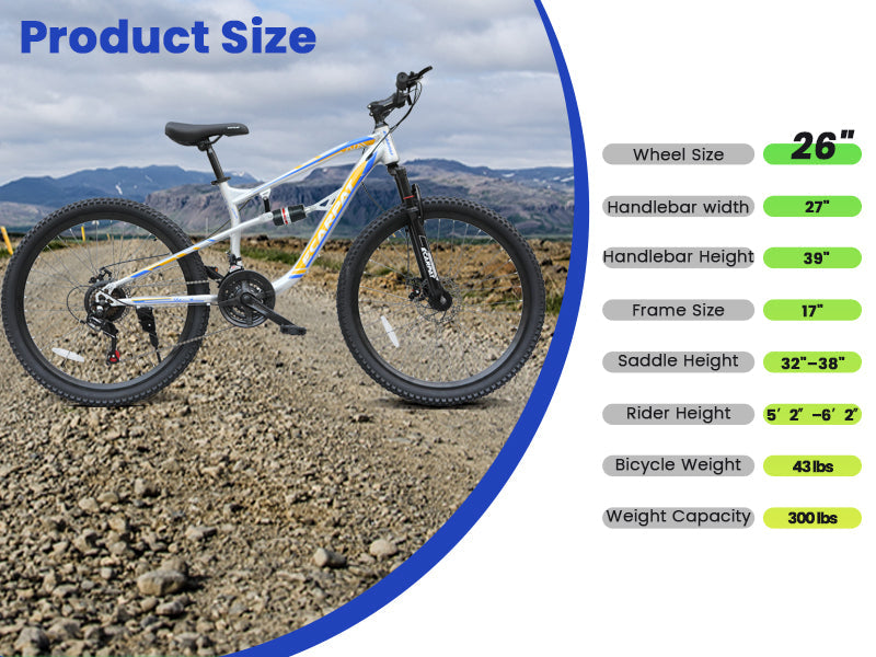 A2670 26 Inch Mountain Bike with 21-Speeds & Full Suspension, photo 6 of 10