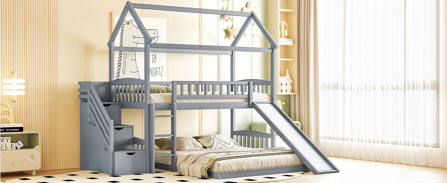 House Bunk Bed With Slide by HouseOfZazla