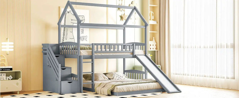 House Bunk Bed With Slide by HouseOfZazla
