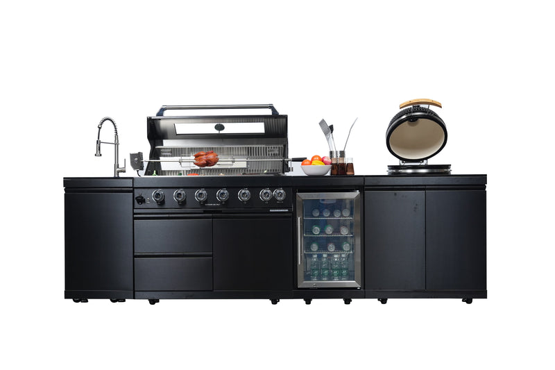 115-Inch Stainless Steel Outdoor Kitchen Barbecue Island Grill with Granite Countertops - Black, photo 7 of 10