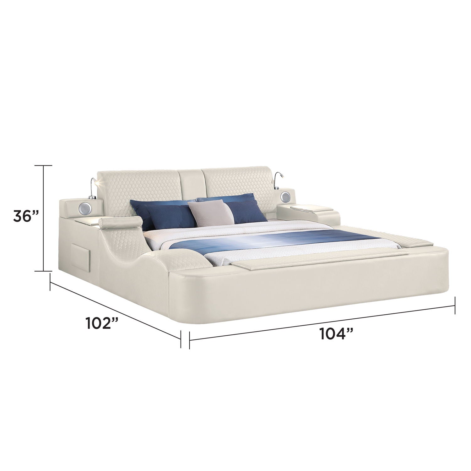 Zoya - Smart Multifunctional Bed, Built In Bluetooth Speakers, USB Charging by HouseOfZazla