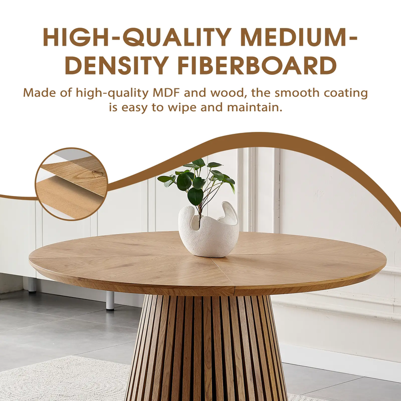 Wooden Dining Table - Modern Round Design for Versatile Use by HouseOfZazla