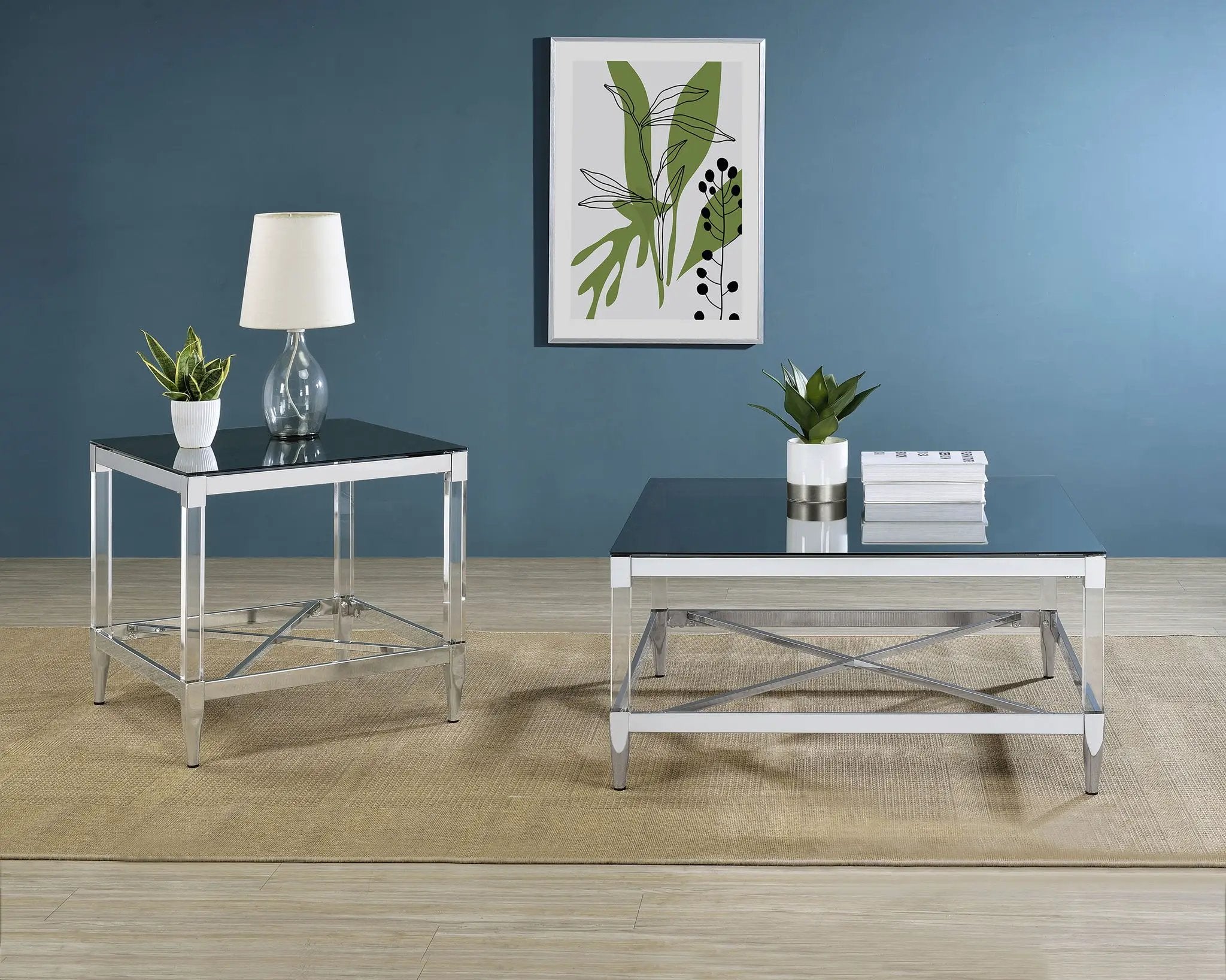 Lindley 2-piece Square Coffee and End Table Set Chrome by Unique Piece Furniture