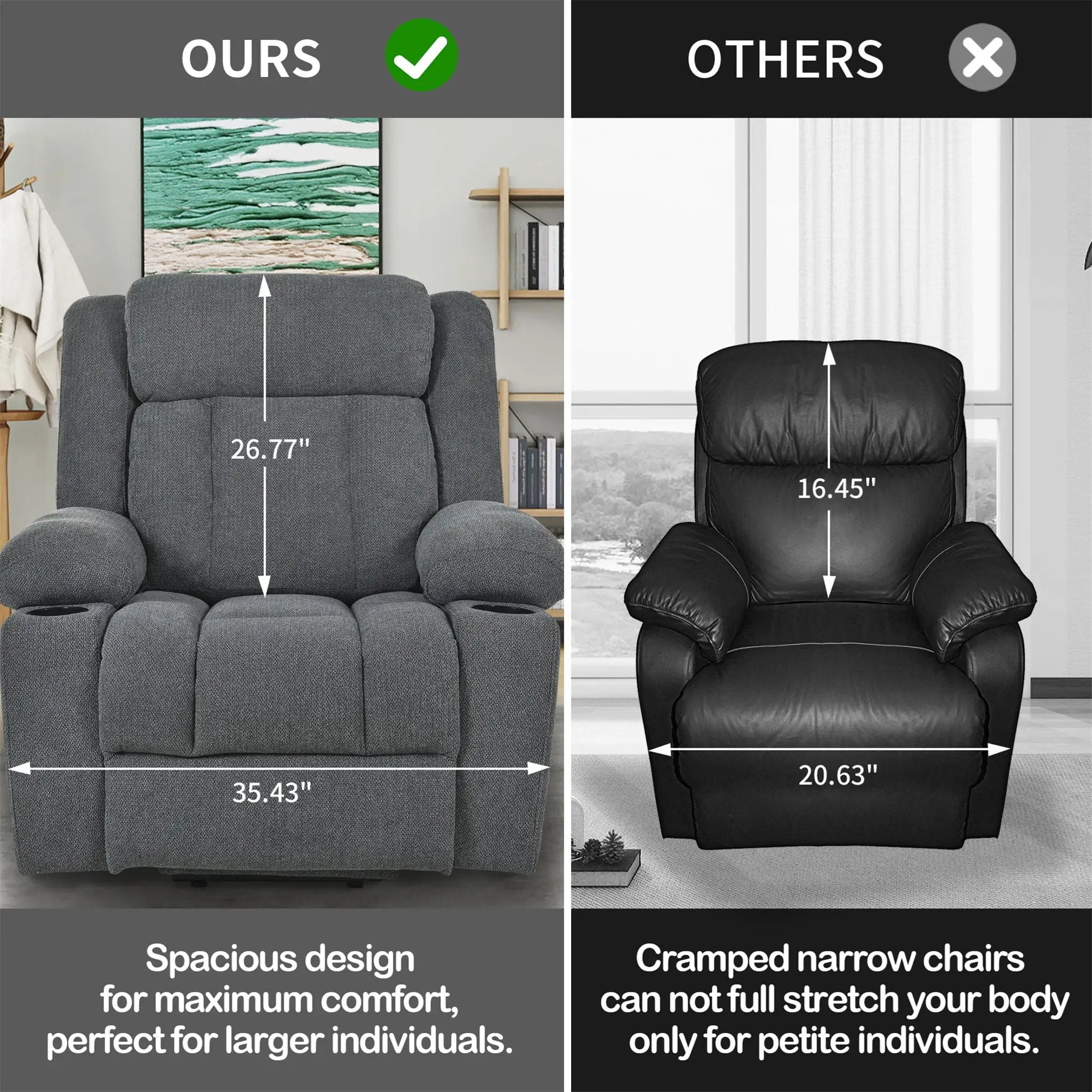 Power Lift Recliner Chair With Extended Footrest, Remote Control, Cup Holders, And Side Pockets by Unique Piece Furniture